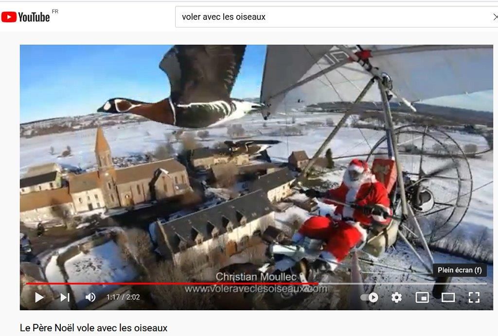Vol des oiseaux accompagné du Père Noël